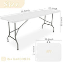 HAISIWLKJ FOLDING TABLE 6 FT LIGHTWEIGHT CAMPING TABLE RECTANGULAR - WHITE - Like New