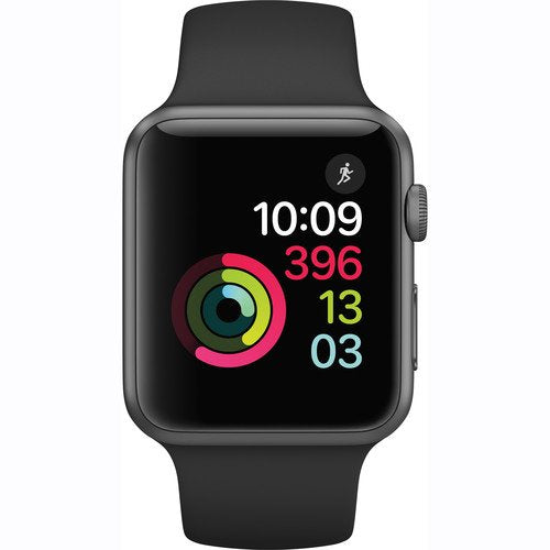 Apple Watch Series 2 42mm Space Gray Aluminum Case Black Sport Band Like New