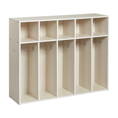 ECR4Kids STREAMLINE 5-SECTION TODDLER COAT LOCKER CLASSROOM FURNITURE WHITE WASH - Like New