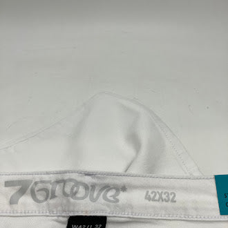 7GROOVE GROOVE MEN'S JEANS STRAIGHT DENIM SLIM FIT - SIZE: MEN 42/32 - WHITE - Brand New