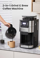 GEVI 10-CUP COFFEE MAKER GRINDER GRIND BREW MACHINE BURR GRINDER COMBO - BLACK - Like New