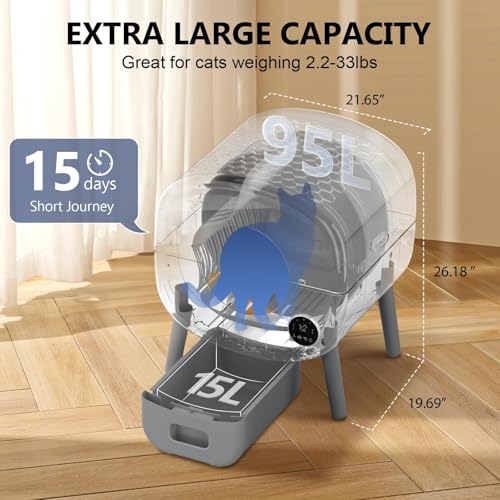 CUMRIGE SELF CLEANING LITTER BOX LARGE CAPACITY CATS SELF CLEANING - WHITE/GRAY - Like New
