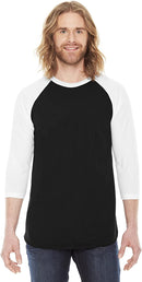 BB453W American Apparel Unisex 3/4-Sleeve Raglan T-Shirt New