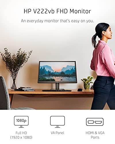 HP V222VB FHD MONITOR 1080P VA DISPLAY 75HZ REFRESH RATE 21.5" COMPUTER SCREEN - Like New