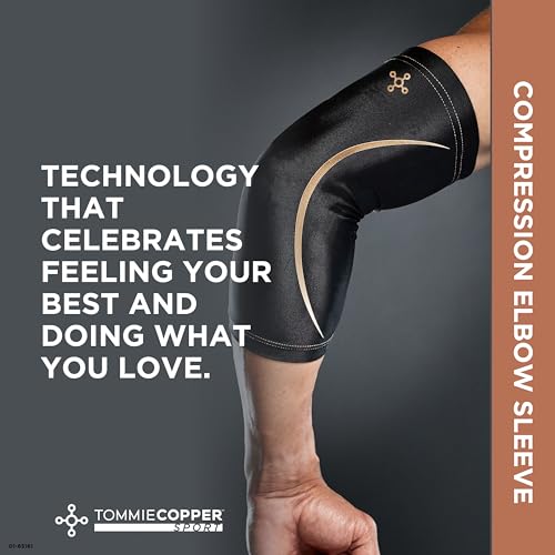 TOMMIE COPPER COMPRESSION ELBOW SUPPORT SLEEVE SIZE S/M 01-63161-BLK-S/M - BLK - Like New