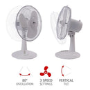 ALERA 12" 3-SPEED OSCILLATING DESK FAN, PLASTIC - WHITE - Like New