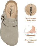 Xiakolaka Women's Suede Clogs Adjustable Buckle Footbed Home Slippers Beige 8 - Like New