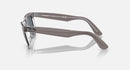 RAY BAN WAYFARER POLISHED GRAY TRANSPARENT FRAMES BLUE LENSES 54-18-150 3N - Like New