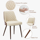 BFZ DINING CHAIRS SET OF 2, MODERN PU LEATHER ARMLESS KITCHEN CHAIR - BEIGE - Like New