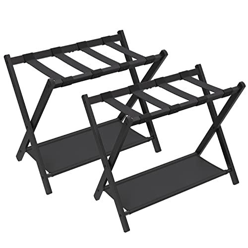 SONGMICS LUGGAGE RACKS FOR GUEST ROOM SET OF 2 SUITCASE STAND URLR003B02 - BLACK - Like New