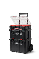 KETER STACK-N-ROLL MODULAR TOOLS ORGANIZER 3 PIECE TOOL BOX - BLACK/RED - Brand New