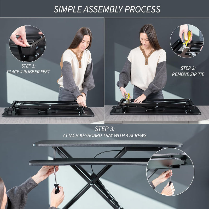 VIVO 32" Desk Converter, K Series, Height Adjustable Sit to Stand Riser - BLACK - Like New