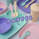 MightyMoe Kid’s Dinnerware 28 Pieces 4 Place Settings Pastel Color Set - Brand New