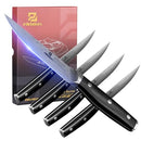 PIKLOHAS STEAK KNIVES SET OF 4, 4.5", GERMAN/SHARPED EDGE - BLACK - Brand New