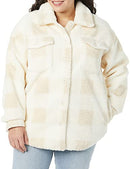 Amazon Essentials Shirt Jacket, Beige Ivory Buffalo Plaid, Large - Brand New