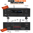 PYLE 1000W BLUETOOTH HOME THEATER RECEIVER 5.2 CHANNEL SURROUND SOUND - BLACK - Like New
