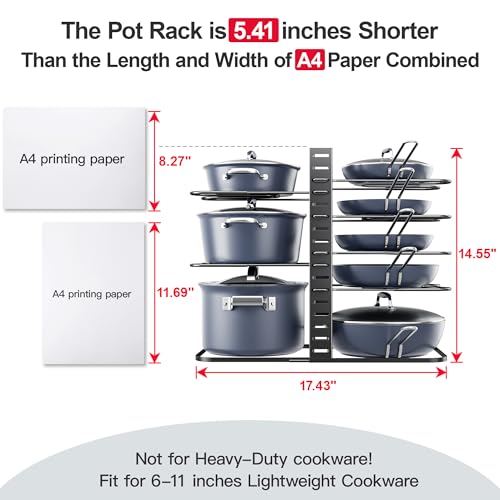 ORDORA POTS AND PANS ORGANIZER UNDER CABINET 14.55 HEIGHT Adjust, 8-TIER - BLACK - Like New