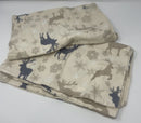 KATHY IRELAND 100% TURKISH COTTON FLANNEL DEER SHEET SET, SIZE : QUEEN - BEIGE - Like New