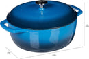 Amazon Basics Enameled Cast Iron Covered Round Dutch Oven, 4.3-Quart - Blue Like New