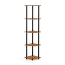 FURINNO TURN-N-TUBE CORNER SHELF 5-TIER BOOKSHELF 99811LC/BK - LIGHT CHERRY - Like New