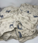 KATHY IRELAND 100% TURKISH COTTON FLANNEL DEER SHEET SET, SIZE : QUEEN - BEIGE - Like New