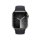 APPLE WATCH 9 GPS LTE 41MM GRAPHITE STAINLESS STEEL MIDNIGHT BAND 10 - Like New