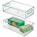 mDesign Plastic Stackable Home Office Storage Bin 2 Pack - Clear/Blue - Brand New