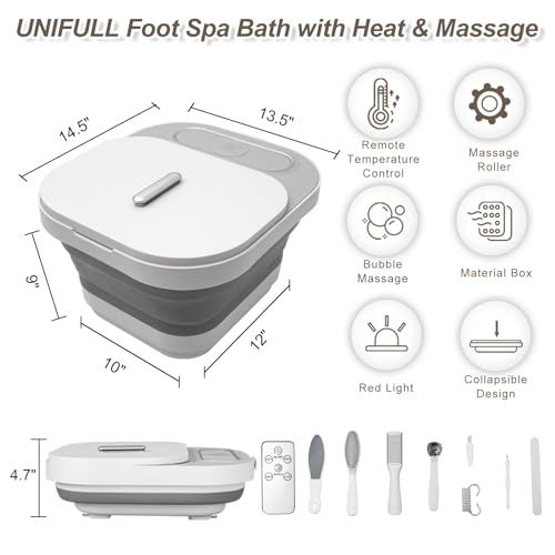 UNIFULL Foot Spa Bath Heat Massage Rollers Bubble Foot Pedicure Kit - WHITE - Like New