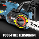 SENIX CHAINSAW CORDLESS, 20V 14" BATTERY CHAINSAW, GRAYISH BLUE - Like New