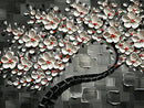 Tyed Art-24x48inch Flowers Contemporary Art Oil Painting Abstract White Flowers - Brand New