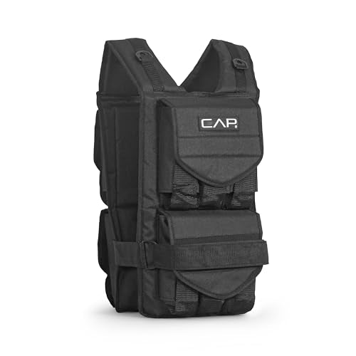 CAP BARBELL ADJUSTABLE WEIGHTED VEST VARIOUS SIZES-50LBS HHWV-CB050 - BLACK - Like New