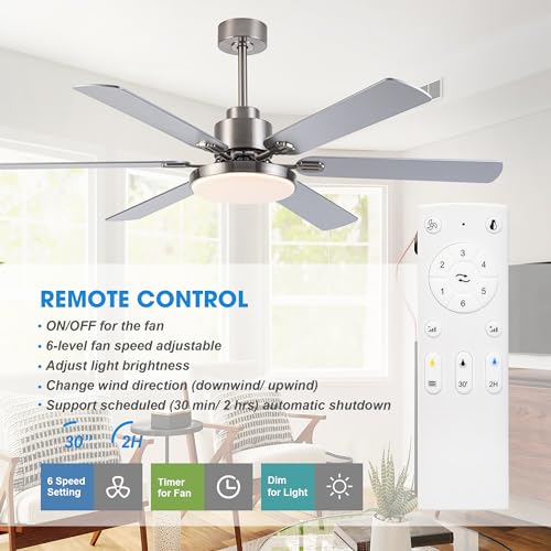 PARROT UNCLE F8253110V 60 INCH LARGE CEILING FAN- SILVER - Like New