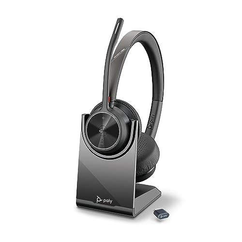 POLY VOYAGER 4320 UC WIRELESS HEADSET CHARGE STAND PLANTRONICS VA4320 - BLACK - Like New