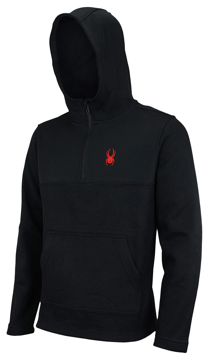 SPYDER MEN’S BLACK RACER 1/4 ZIP PULLOVER HOODED SWEATER HOODIE - SIZE: MEN L - Like New