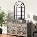 NXHOME ARCHED WINDOW METAL MIRROR 39.4"X23.6" WALL MIRROR WINDOWPANE DECORATION - Like New