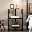 Garvee Home Round Side Table with 3 Shelves for Living Room, Rustic Brown - Like New