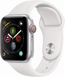 For Parts: Apple Watch 4 Cellular 40mm Silver White Band -CANNOT BE REPAIRED-CRACKED SCREEN