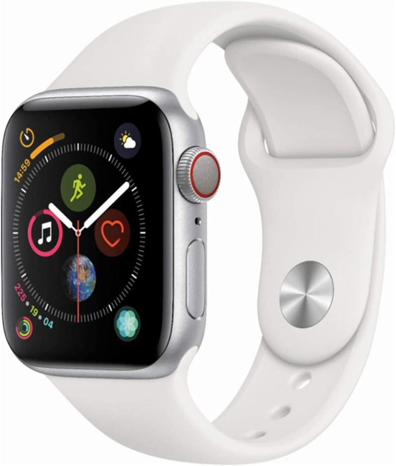 For Parts: Apple Watch 4 Cellular 40mm Silver White Band -CANNOT BE REPAIRED-CRACKED SCREEN