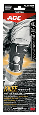 ACE BRAND KNEE SUPPORT WITH SIDE STABILIZERS ADJUSTABLE BLACK/GRAY 1 SUPPORT - Like New