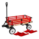 MILLSIDE CONVERTIBLE WOOD WAGON CART 16" X 34" - WOOD/RED - Scratch & Dent