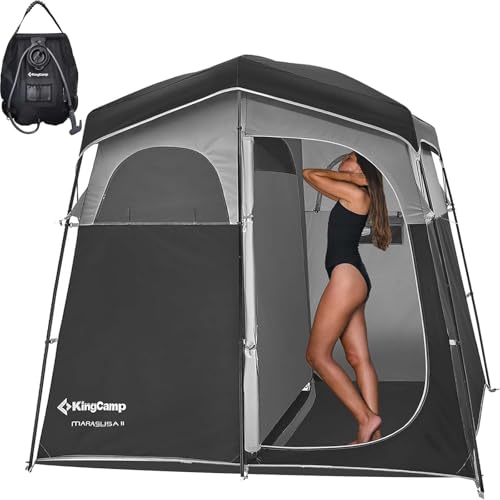 KINGCAMP CAMPING SHOWER TENT OVERSIZE SPACE TENT PORTABLE TENT BLACK/GRAY - Like New