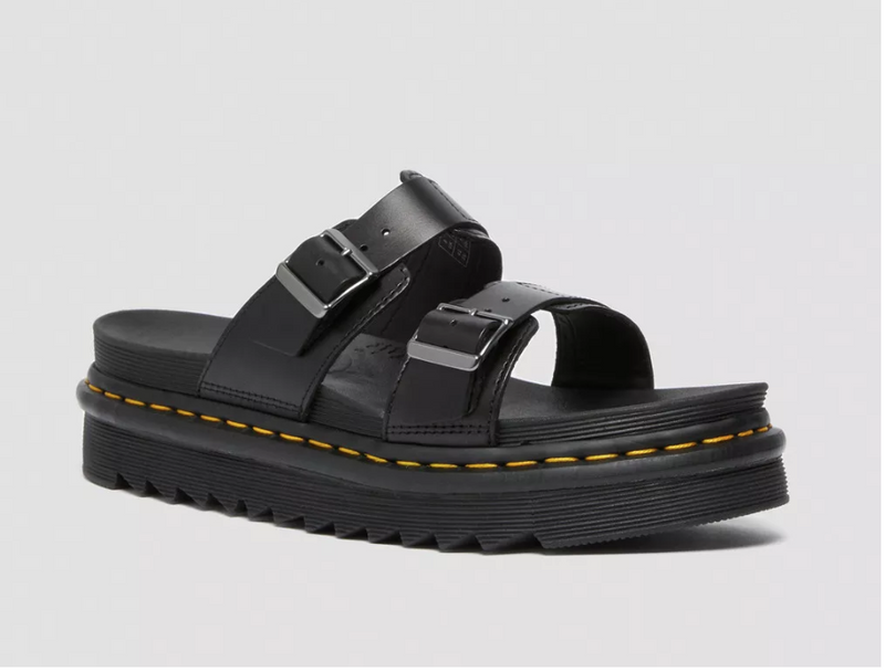 23523001 Dr. Martens MYLES BRANDO LEATHER BUCKLE SLIDE SANDALS MENS BLACK 6 Like New