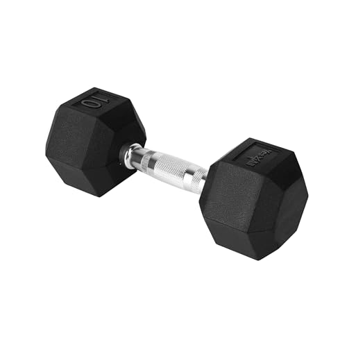 YES4ALL CHROME GRIP ENCASED HEX DUMBBELLS 10LBS WITH ANTI-SLIP SINGLE - BLACK - Like New
