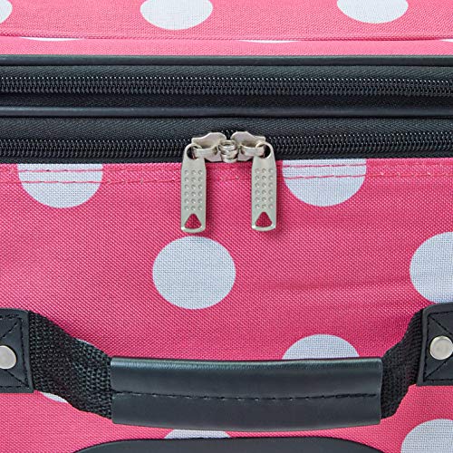 ROCKLAND POLKA SOFTSIDE UPRIGHT LUGGAGE SET EXPANDABLE LIGHTWEIGHT PINK DOTS - Like New