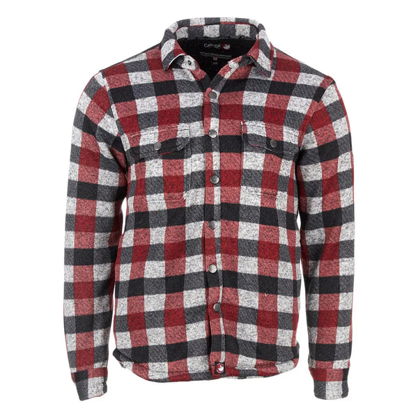 CANADA WEATHER GEAR MEN'S SHERPA LINED BUFFALO PLAID SHIRT JACKET - SIZE: L -RED - Brand New