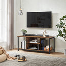VASAGLE TV Stand for TV up to 60" TV Cabinet Open Shelves Rustic Brown/Black - Brand New