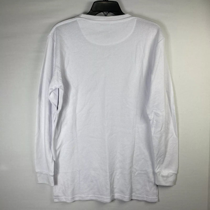 BLUE ICE MEN'S WAFFLE KNIT HENLEY THERMAL SHIRT BRIGHT - SIZE: MEN L - WHITE - Brand New