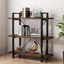 3 TIER BOOKSHELF MODERN RUSTIC OPEN BOOKSHELF OFFICE WOOD - DISTRESSED BROWN - Like New