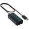 SABRENT 4-PORT USB 3.0 HUB WITH INDIVIDUAL LED POWER SWITCHES HB-UM43 - BLACK - Like New