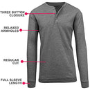 JMTHH-330CH GALAXY by Harvic MEN'S WAFFLE-KNIT HENLEY THERMAL CHARCOAL L - Brand New